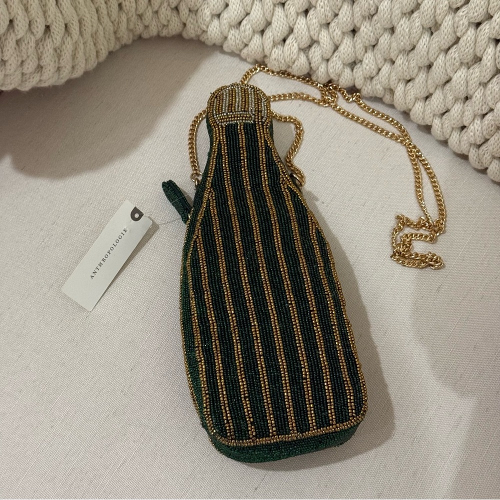 Anthropologie Beaded Icon Champagne Bottle Crossbody Bag - Picture 5 of 5